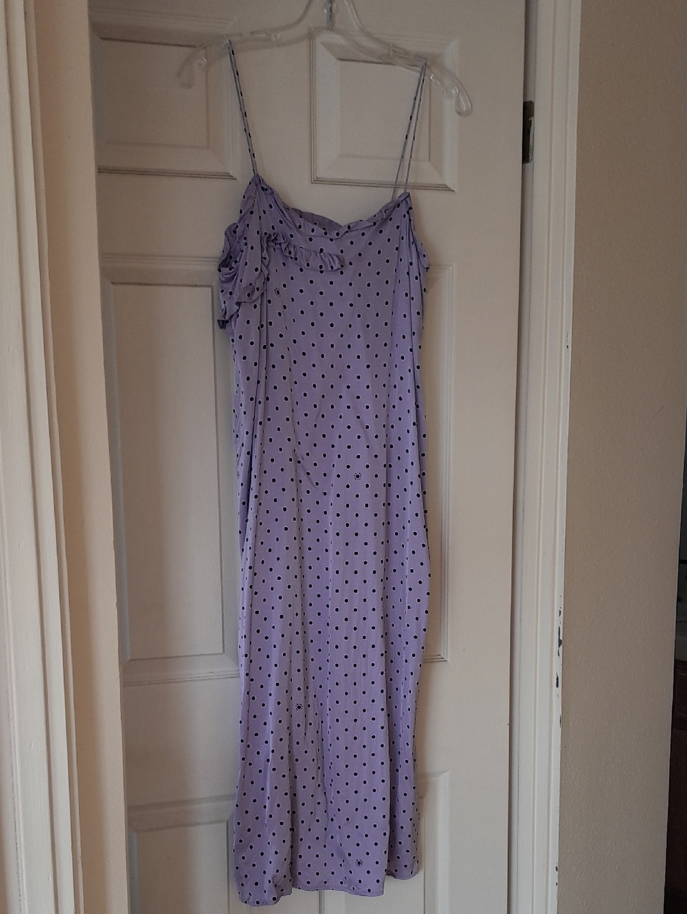 Bimba Y Lola Lilac Polka Dot Maxi Dress Ruffle Spaghetti Straps
